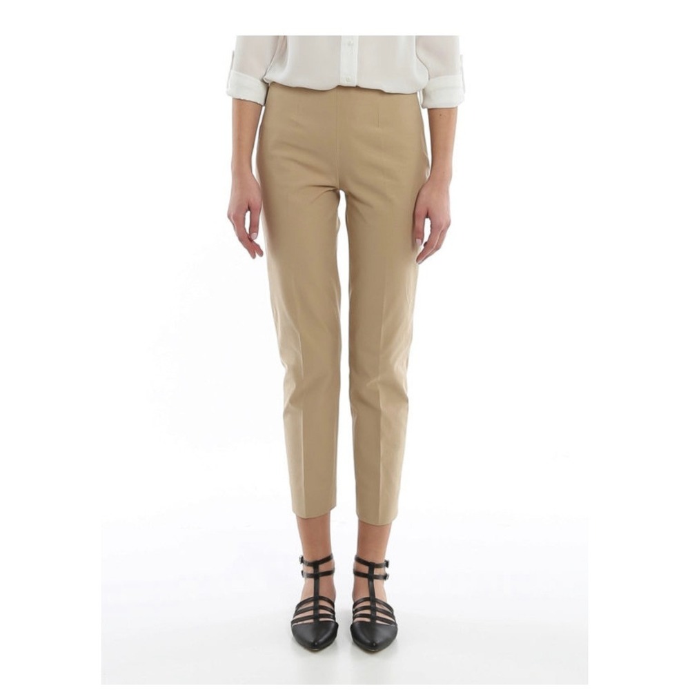 Piazza Sempione Honia Tapered Ankle Pants Tan Beige IT 48 US 12 Made in Italy